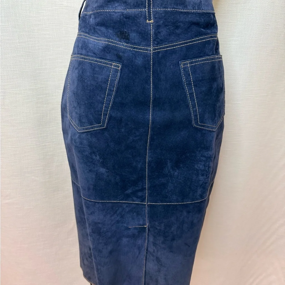Isaac Mizrahi Dark Wash Denim Pencil Skirt Straight Midi Skirt Size 6 Classic EU - Picture 2 of 6